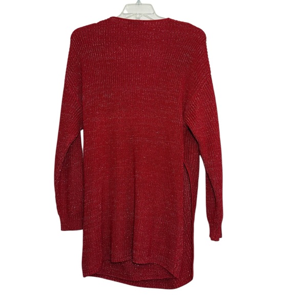 💥2/$15 Willow & Wind red silver metallic wrap split surplice sweater size 2X - Picture 5 of 10